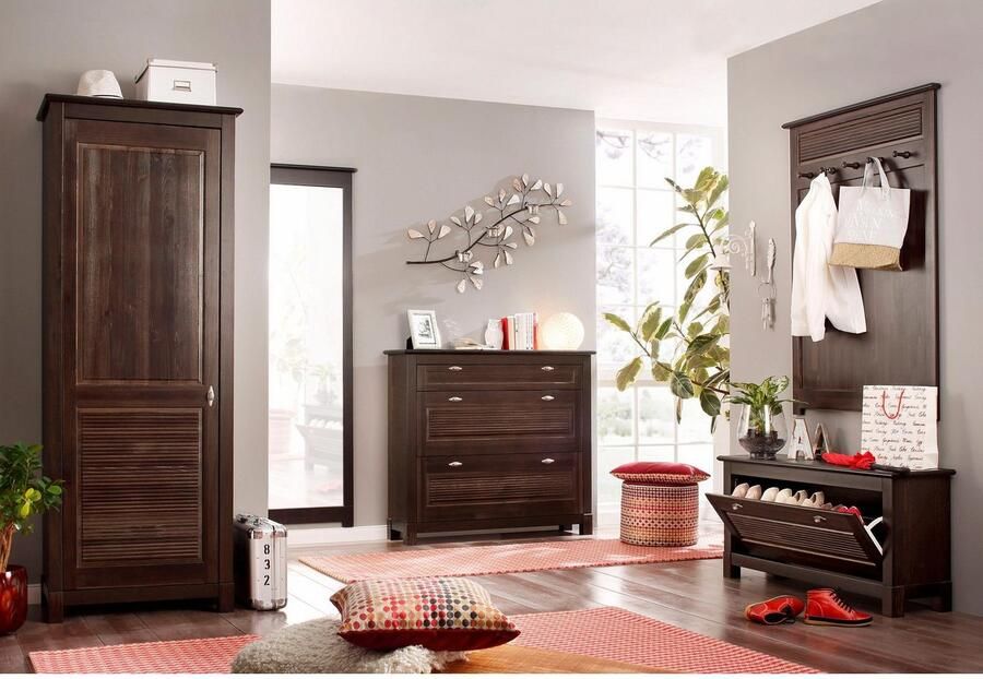 Home affaire Kledingkast Rauna Van massief grenen met decoratief freeswerk