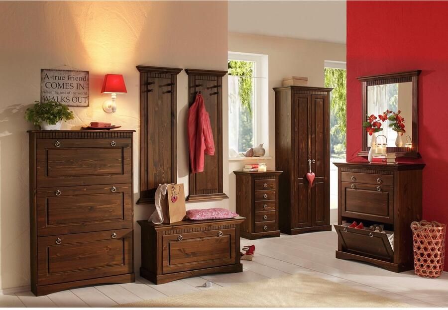 Home affaire Spiegel Rustiek Frame in grenen massief breedte 78 cm met decoratieve freesranden