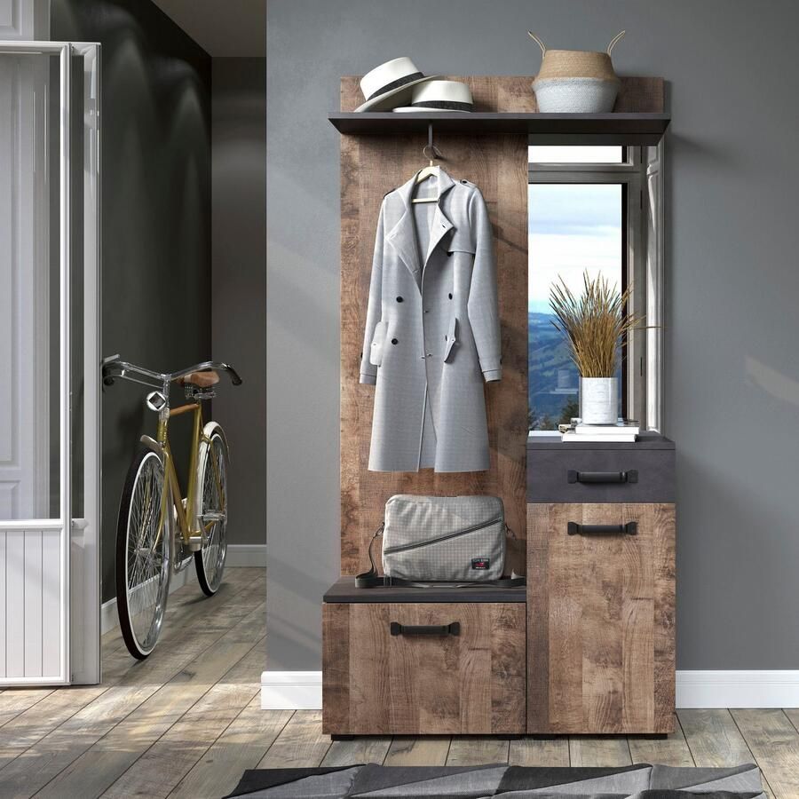 Home affaire Kledingkast Saragossa Compacte garderobe deur lade klep (B D H) 104 32 190 cm