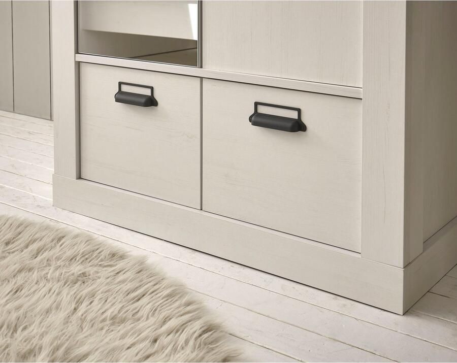 Home affaire Kledingkast SHERWOOD linn kast garderobe met spiegel kan worden gebruikt met kledingstang of legplanken breedte 93 cm