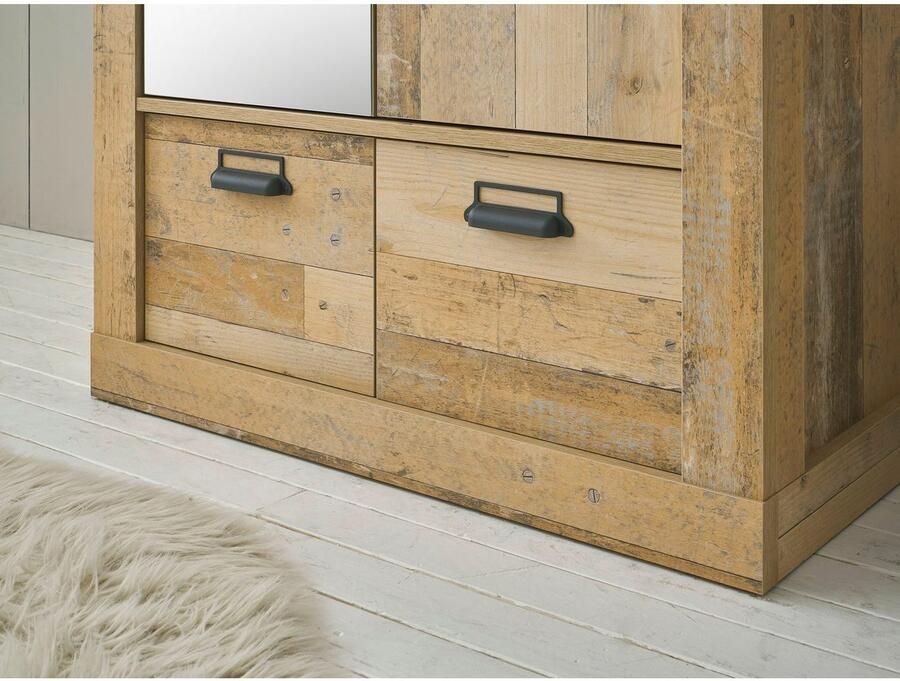 Home affaire Kledingkast SHERWOOD linn kast garderobe met spiegel kan worden gebruikt met kledingstang of legplanken breedte 93 cm