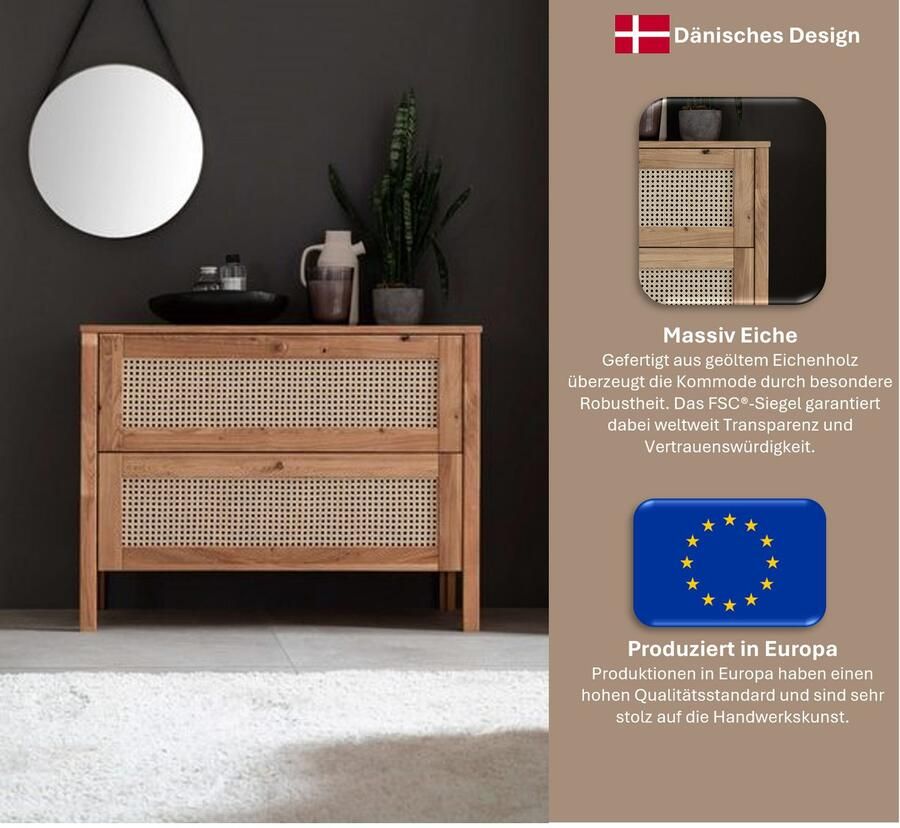 Home affaire Ladekast Hällevik ladekast opbergruimte met 2 ruime laden Scandi (1 stuk)