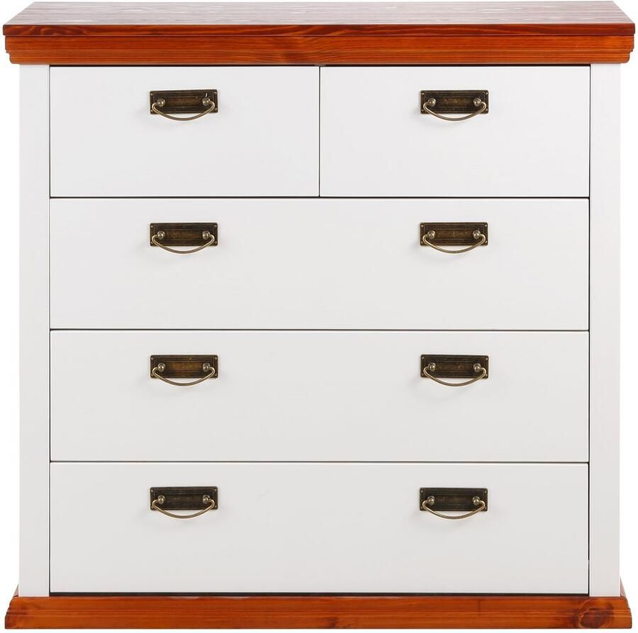 Home affaire Ladekast Madrid gemaakt van massief grenen met 5 laden 90 cm breed