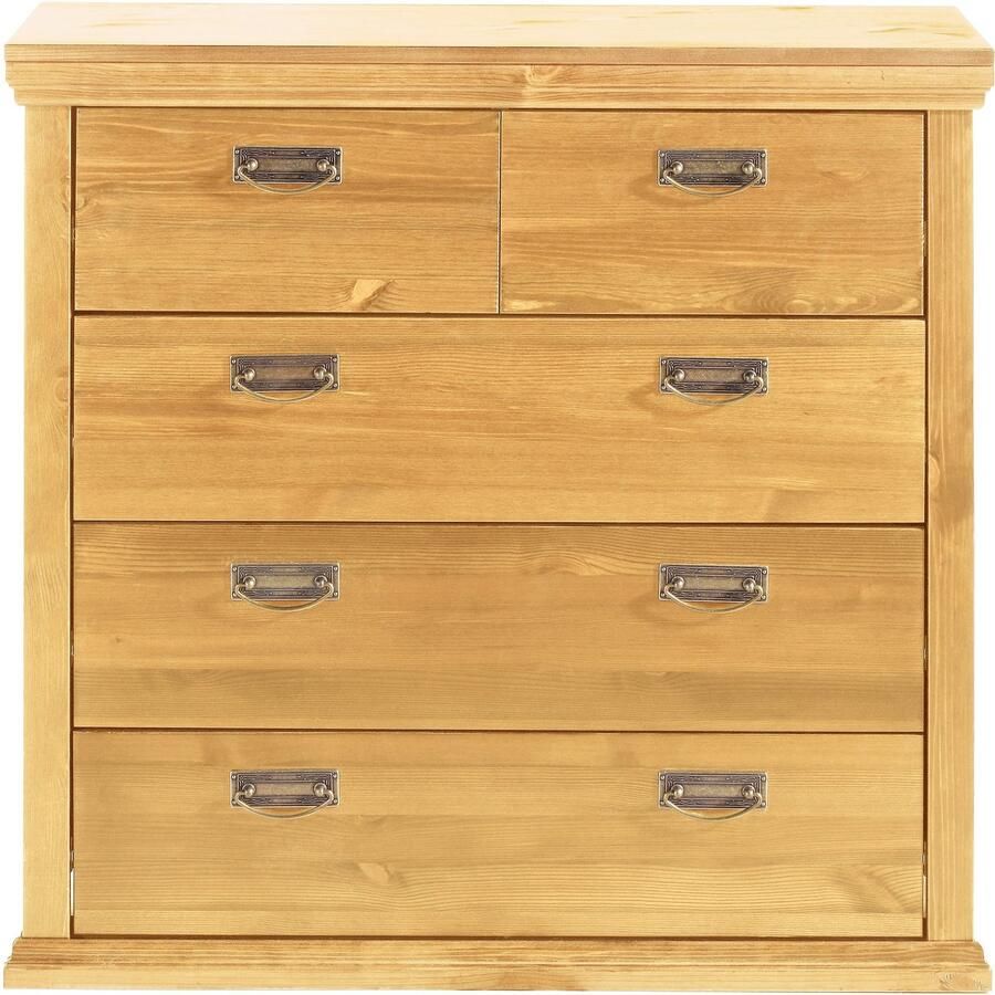 Home affaire Ladekast Madrid gemaakt van massief grenen met 5 laden 90 cm breed