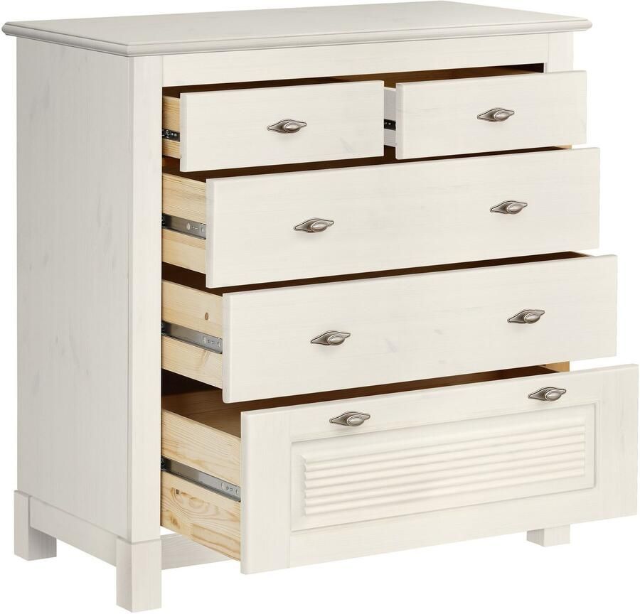 Home affaire Ladekast Rauna van massief grenen met 5 laden breedte 96 cm