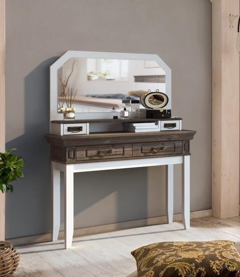 Home affaire Make-uptafel Vinales console voor de gang Van massief grenen met freeswerk