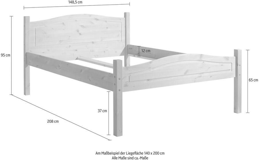 Home affaire Massief houten ledikant Bolton van massief grenenhout in verschillende maten en kleuren