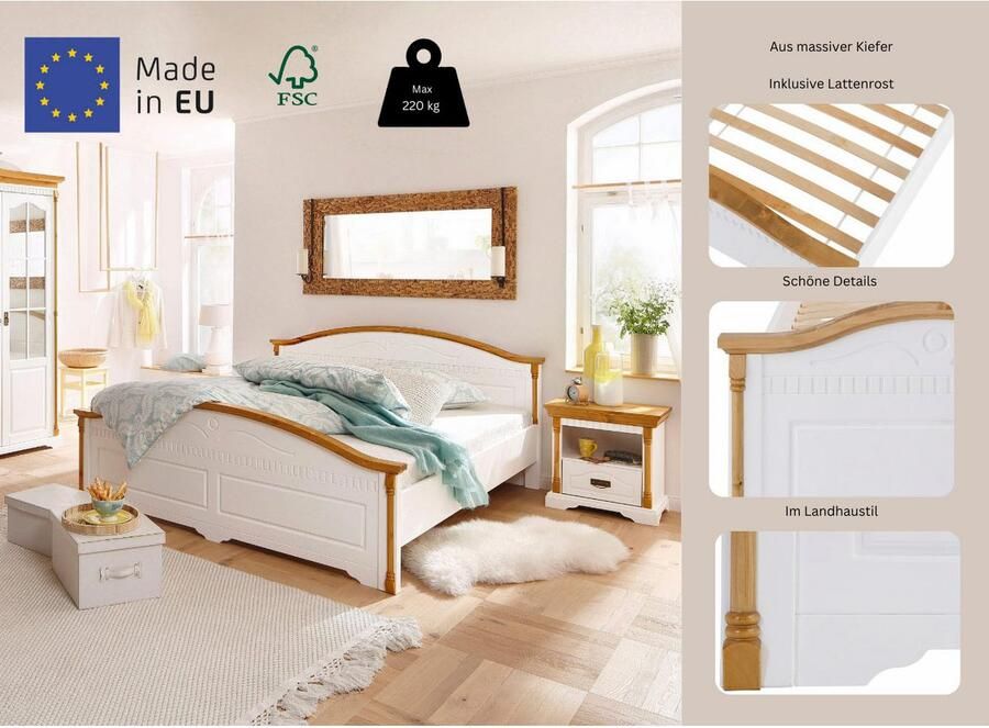 Home affaire Massief houten ledikant Graz hoge belasting klassieke landelijke stijl FSC gecertificeerd