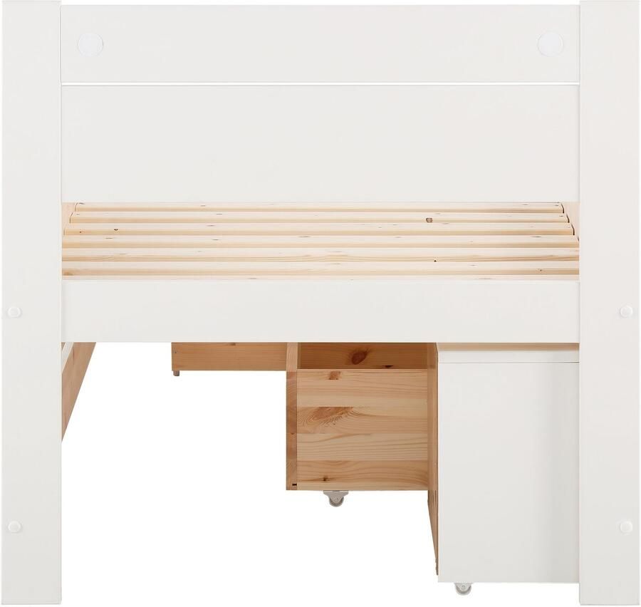 Home affaire Massief houten ledikant HANNES met laden en planken nachtkastje uittrekbaar stabiel