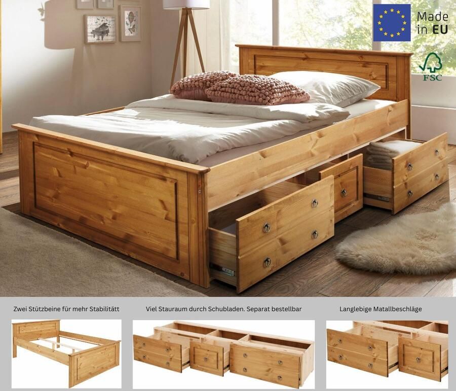 Home affaire Massief houten ledikant Hugo hoge belastbaarheid! FSC gecertificeerd massief hout landhuisstijl