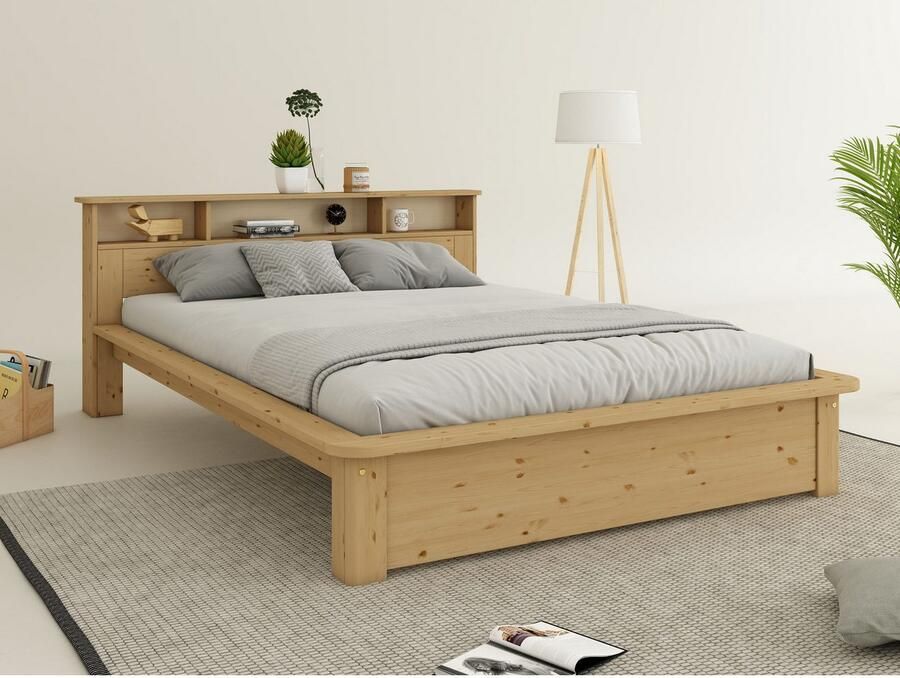 Home affaire Massief houten ledikant KERO BESTSELLER! Opbergruimte in het hoofdeinde gecertificeerd massief hout (grenen) optioneel met lade