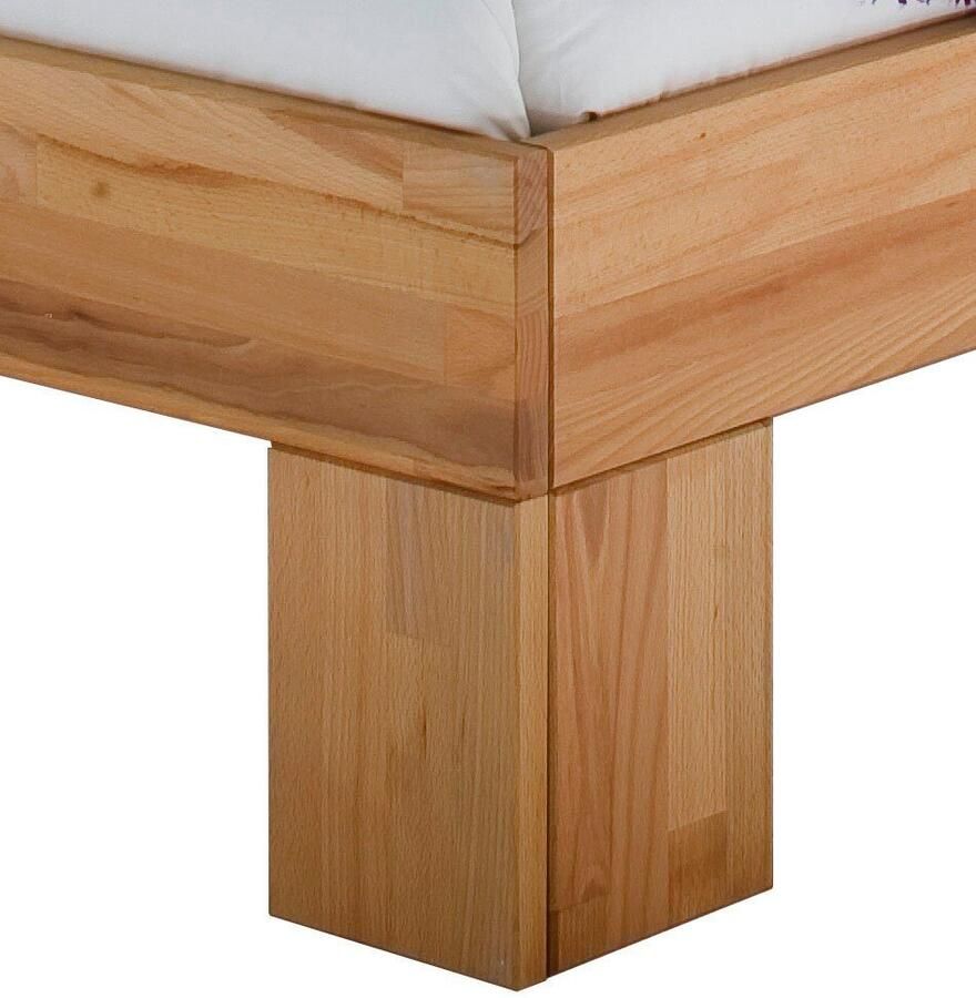 Home affaire Massief houten ledikant Modesty I bed met robuuste voetconstructie in hoekvorm van massief kernbeukenhout fsc-gecertificeerd veel breedtes om uit te kiezen