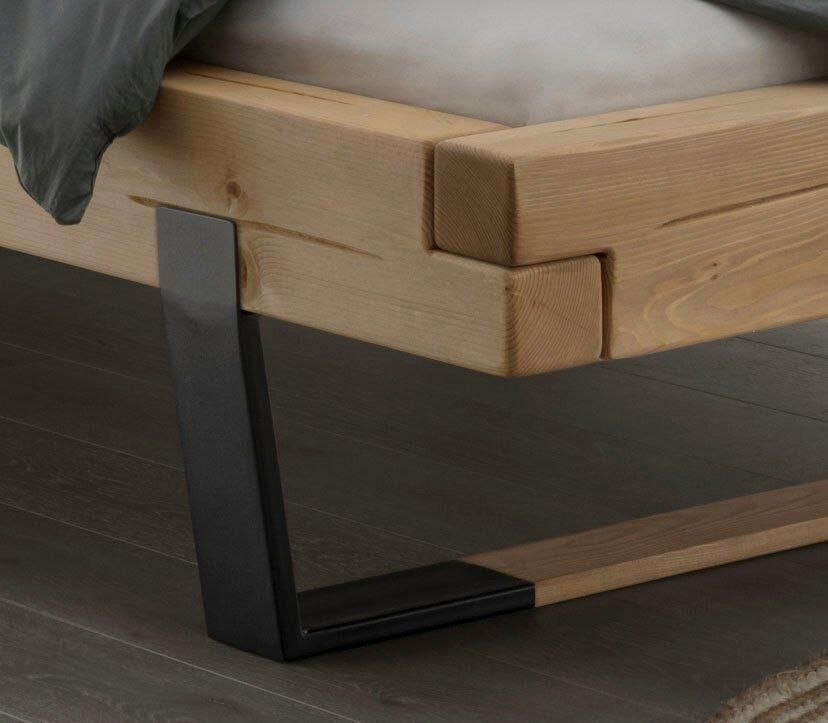 Home affaire Massief houten ledikant Ultima balkenbed tweepersoonsbed voeten van metalen kuip met houten element