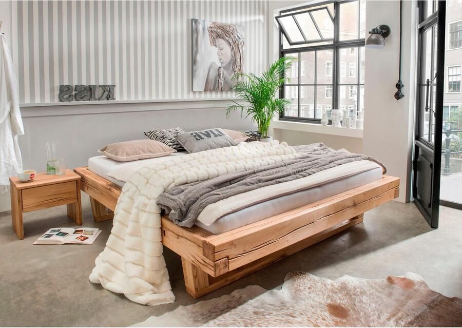 Home affaire Massief houten ledikant Ultima hoge belastbaarheid futonbed zonder hoofdeinde van eiken of sparrenhout fsc-gecertificeerd in vele breedtes (3-delig)