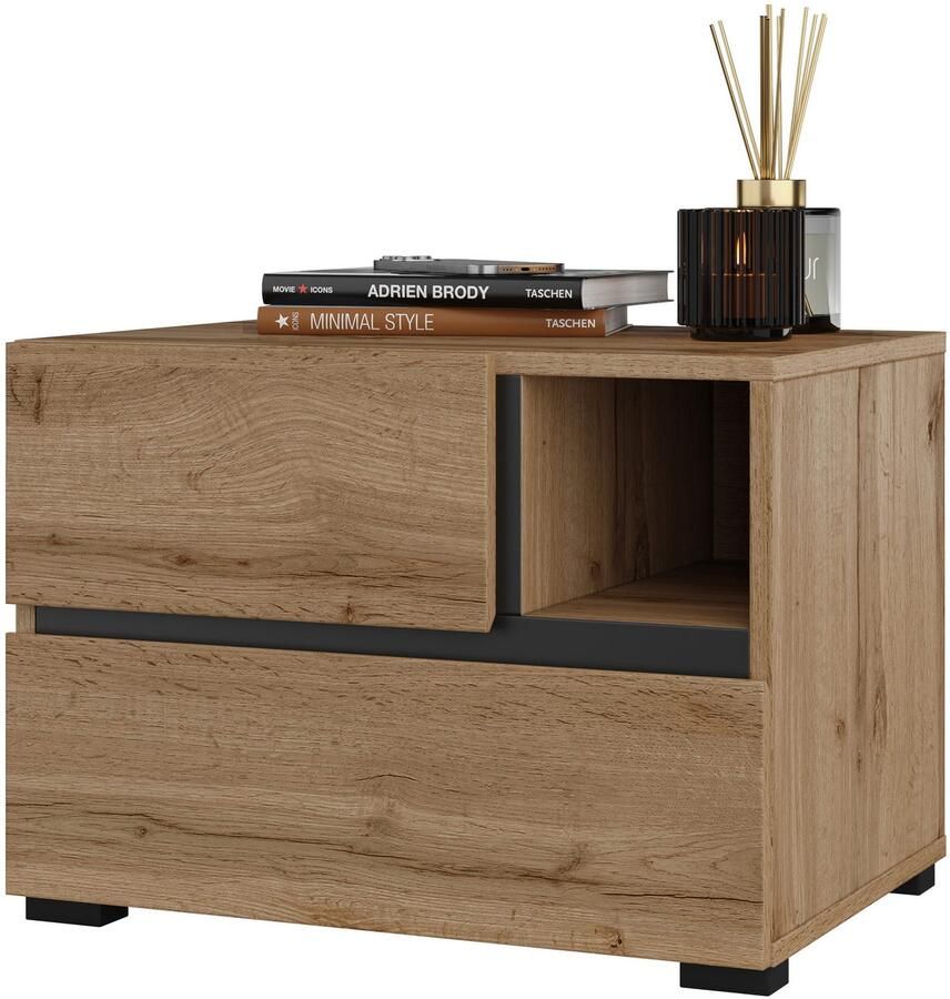 Home affaire Nachtkastje Cross moderne greeploze nachtkastje