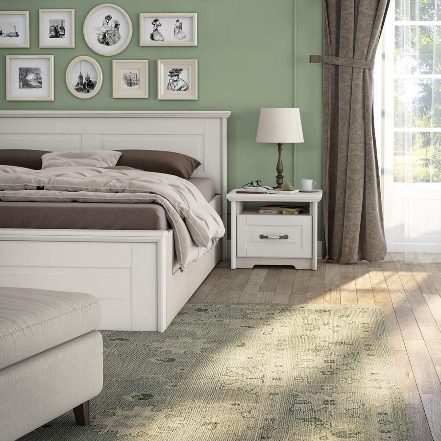 Home affaire Nachtkastje Evergreen Afmetingen: B D H 56 42 45cm Soft-Close-functie in klassieke landhuisstijl fsc-gecertificeerd hoogwaardige uv-lak