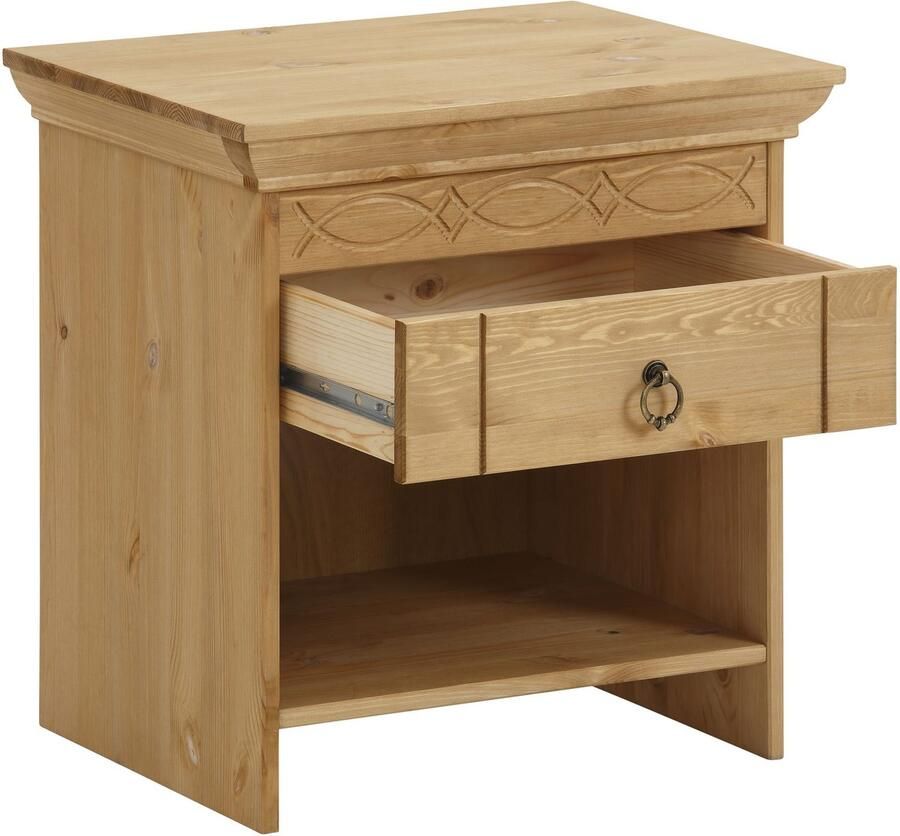 Home affaire Nachtkastje Indra Nachtkastje met decoratief freeswerk breedte: 50 cm