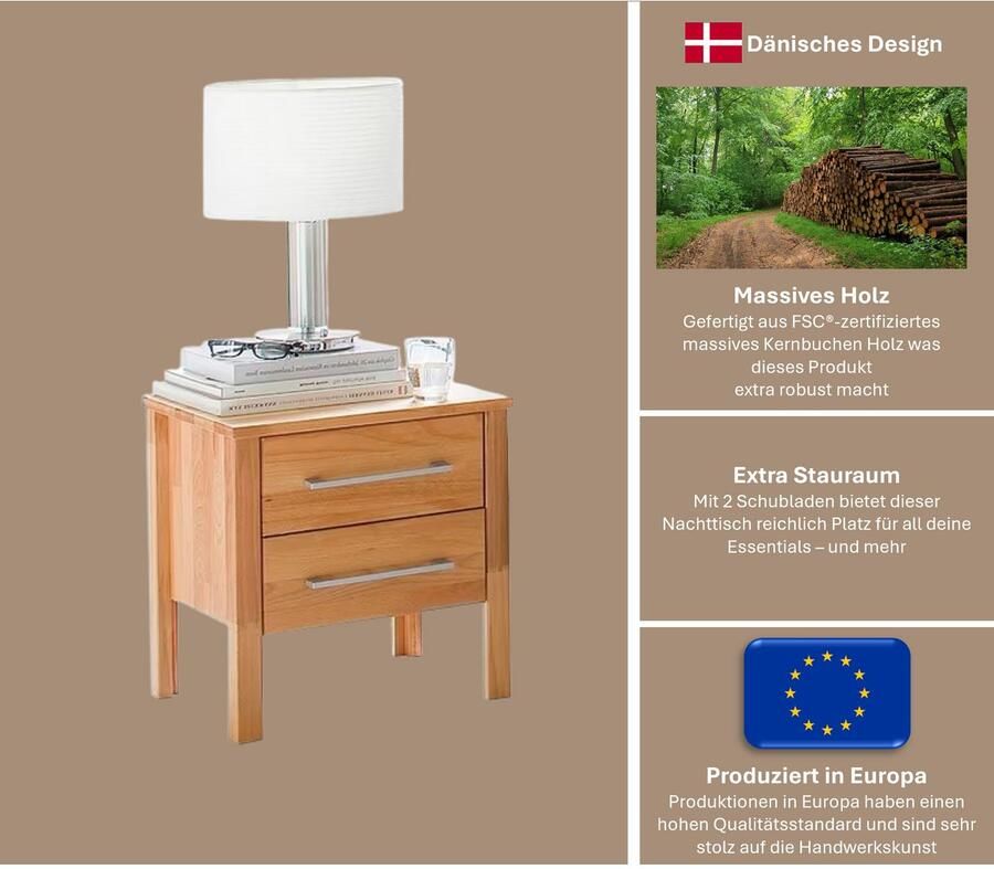 Home affaire Nachtkastje Modesty Nachtconsole overtuigt door zijn heldere eenvoudige Design Massief hout Scandinavisch design Robuust stabiel FSC gecertificeerd