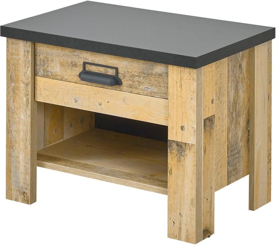 Home affaire Nachtkastje Sherwood met metalen apotheker hangreep soft-close lade breedte 60 cm