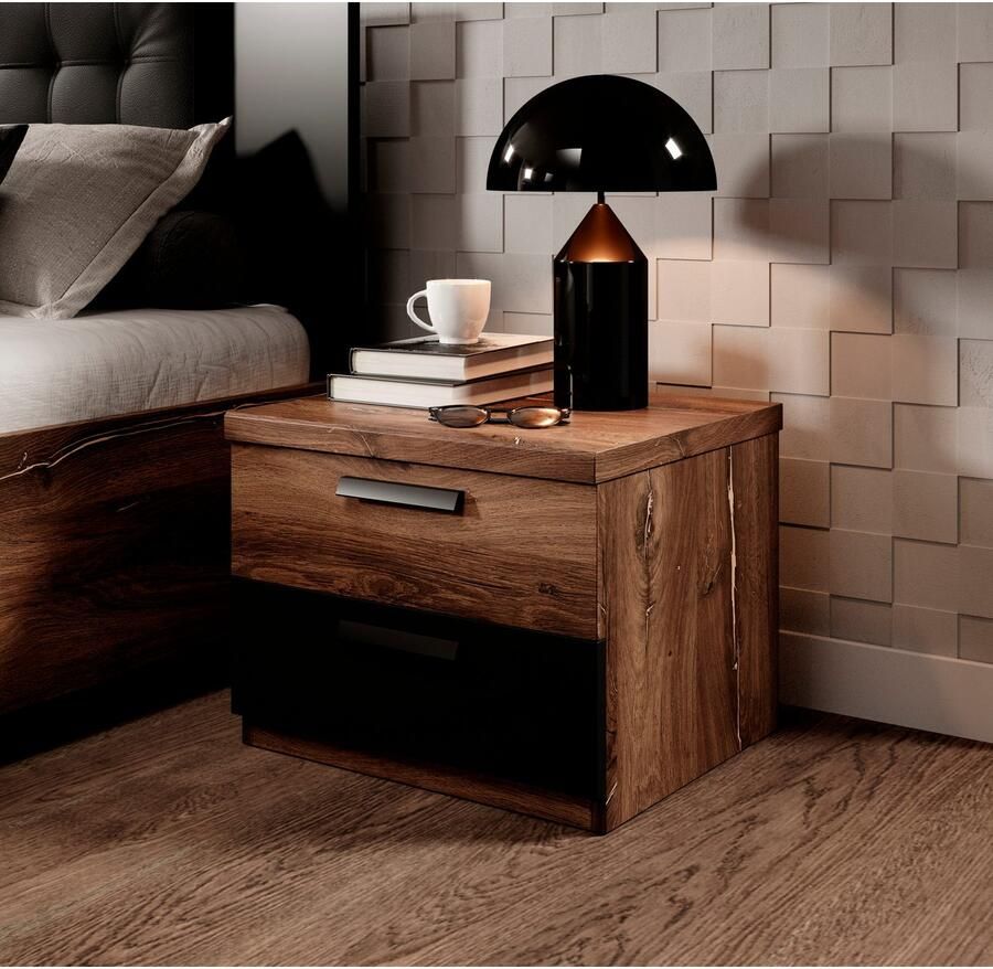 Home affaire Nachtkastje Sigma breedte 46 cm moderne nachtkast met 2 lades