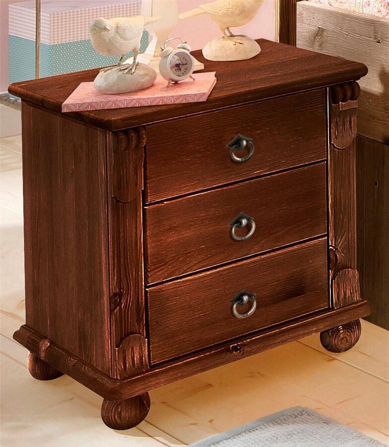 Home affaire Nachtkastje TESSIN van massief fsc -gecertificeerd dennenhout met 3 lades