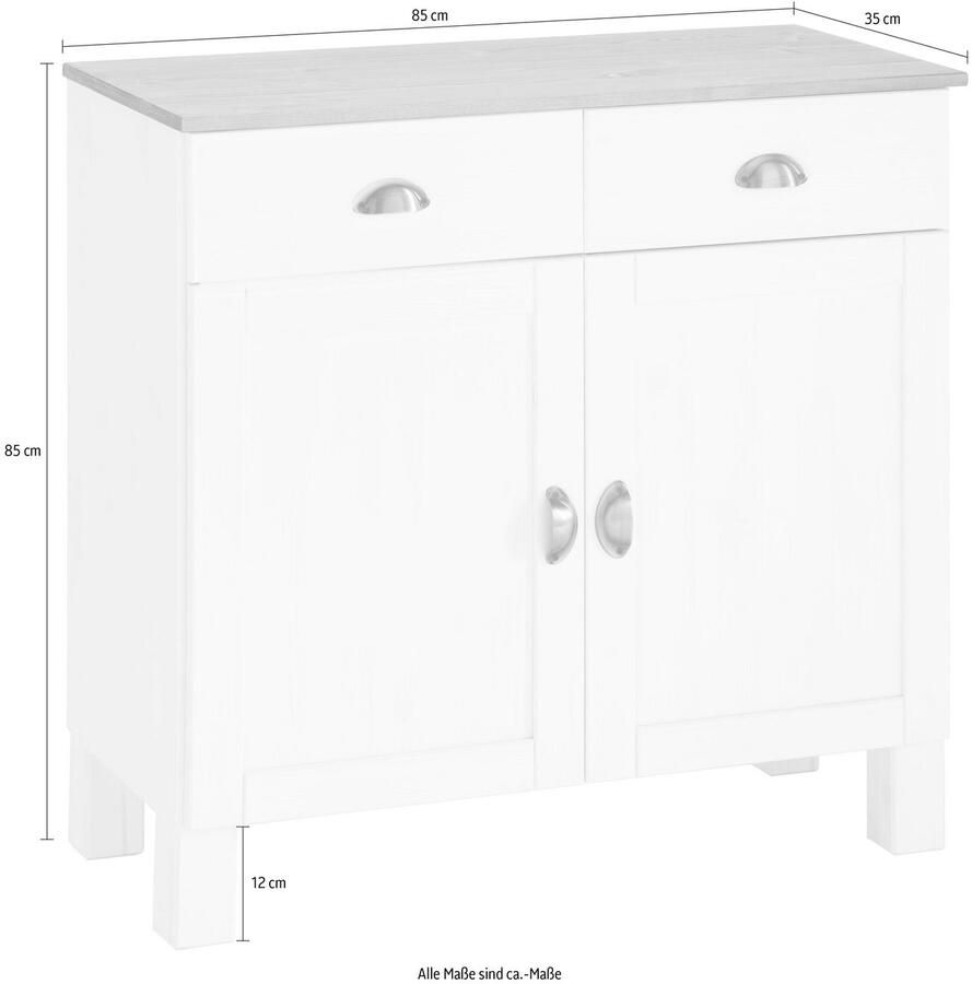 Home affaire Onderkast Oslo 85 cm breed 38 cm diep als dressoir te gebruiken 2 deuren 2 laden