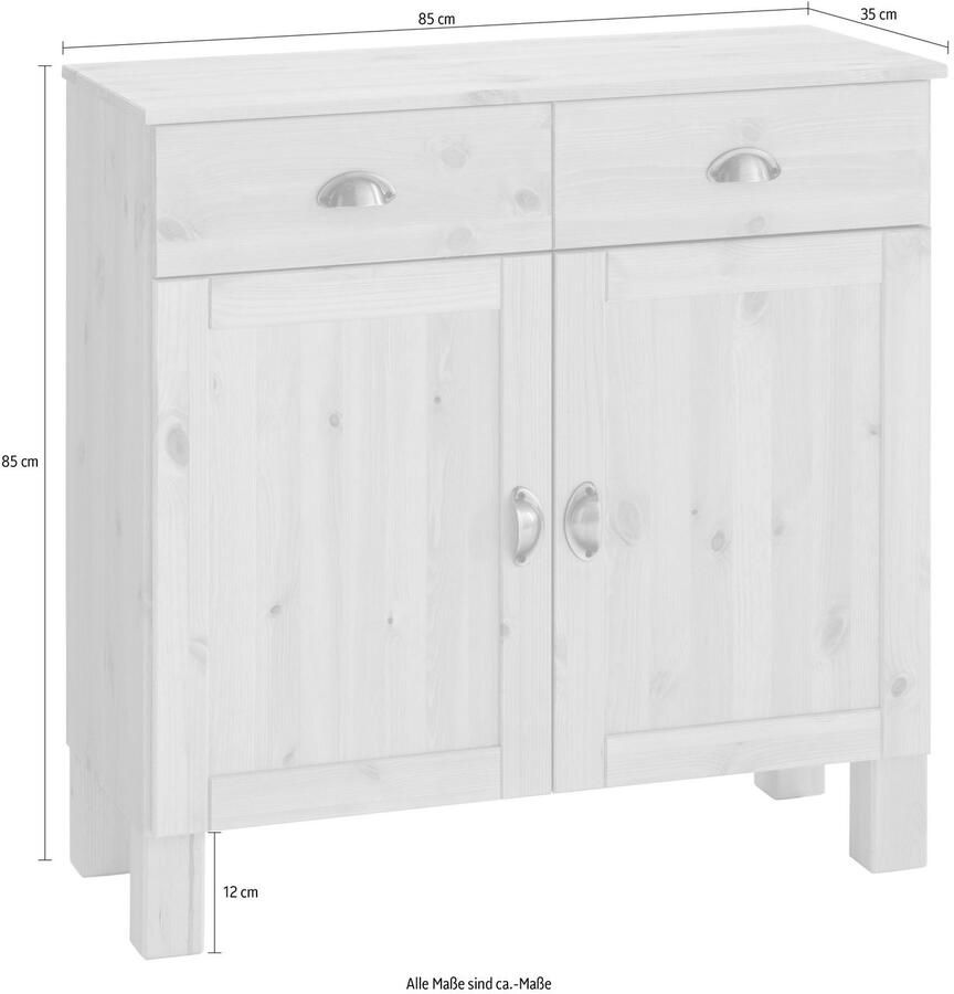 Home affaire Onderkast Oslo 85 cm breed 38 cm diep als dressoir te gebruiken 2 deuren 2 laden