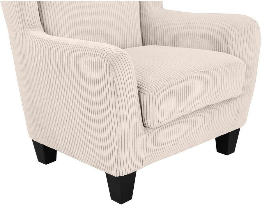 Home affaire Oorfauteuil Chilly stoel met poef en verenvering in cord en microvezel bekleding onze permanente lage prijs (set 2 stuks)