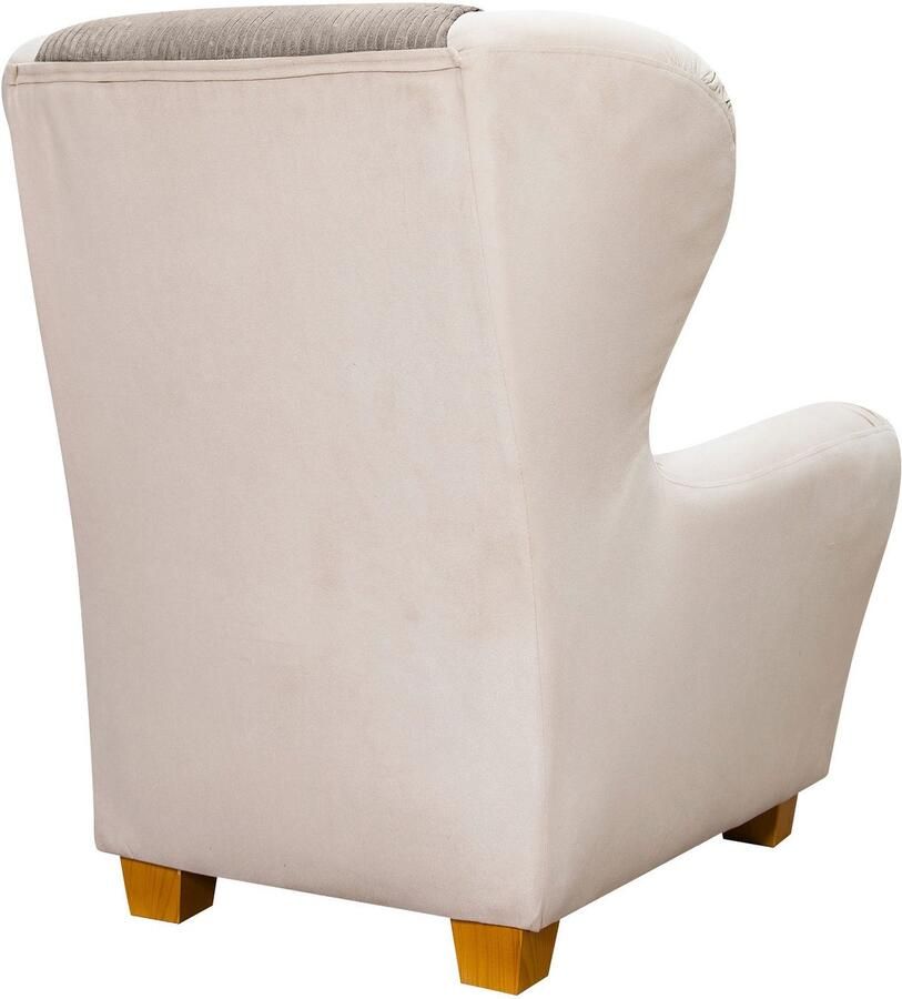 Home affaire Oorfauteuil Oliver Oorstoel met poef sierkussens klassieke vorm (2 stuks)