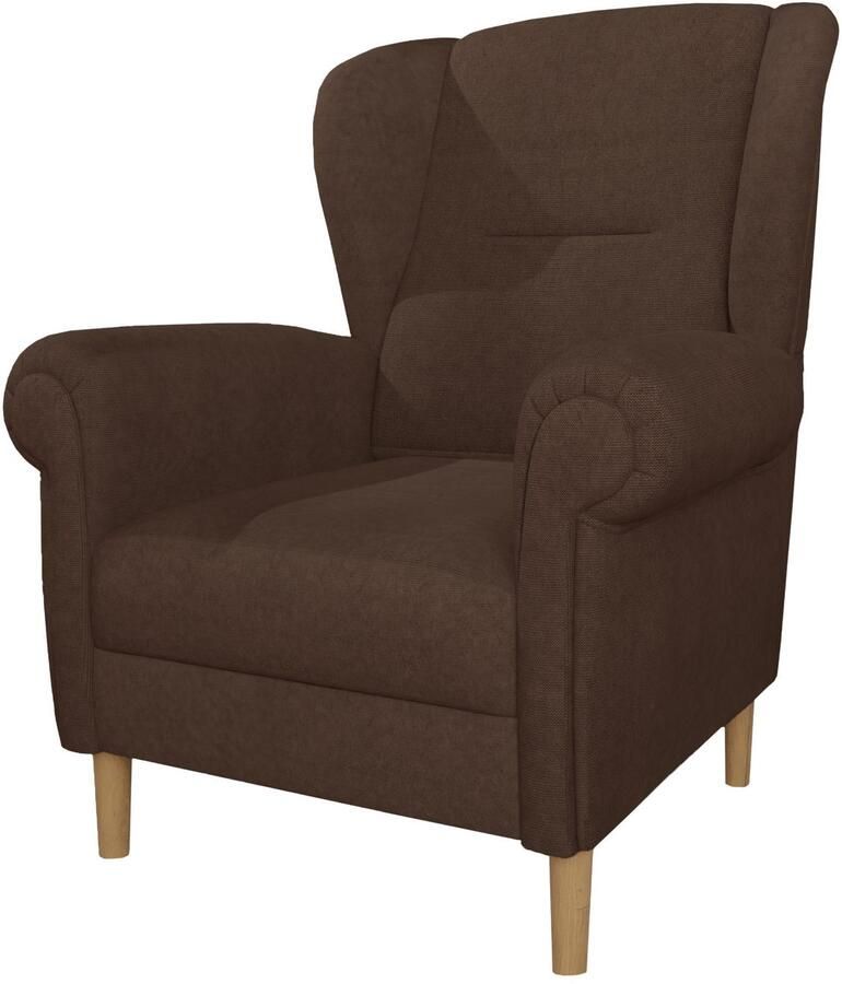 Home affaire Oorfauteuil OSTIANO BxDxH: 80x82x98 cm fauteuil Uniek stuk dikke gebogen armleuningen effen en geruit