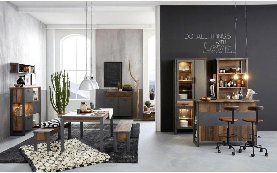 Home affaire Opbergrek BRISTOL Hoogte 212 cm met 2 lades en 1 klep