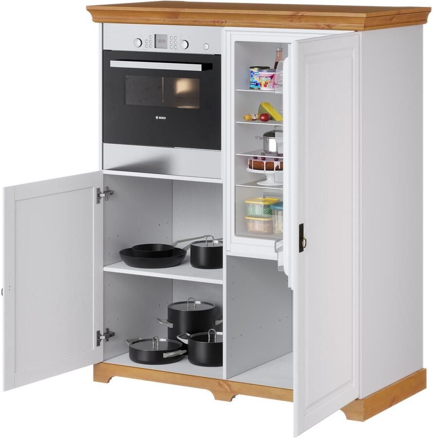 Home affaire Oven- koelkastombouw Rügen Breedte 127 cm massief grenen nis voor koelkast