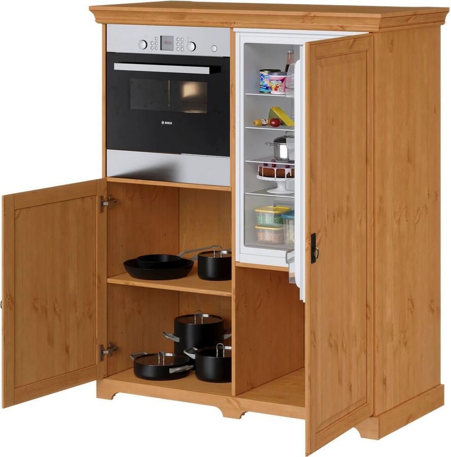 Home affaire Oven- koelkastombouw Rügen Breedte 127 cm massief grenen nis voor koelkast