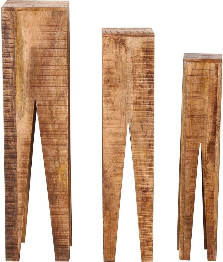 Artistiq Living Artistiq Zuil Fleur Mangohout Set van 3 stuks Bruin