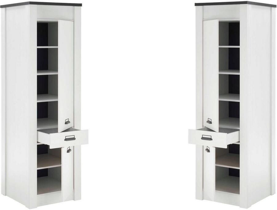 Home affaire Provisiekast Sherwood met apothekersgrepen van metaal diepte 64 cm