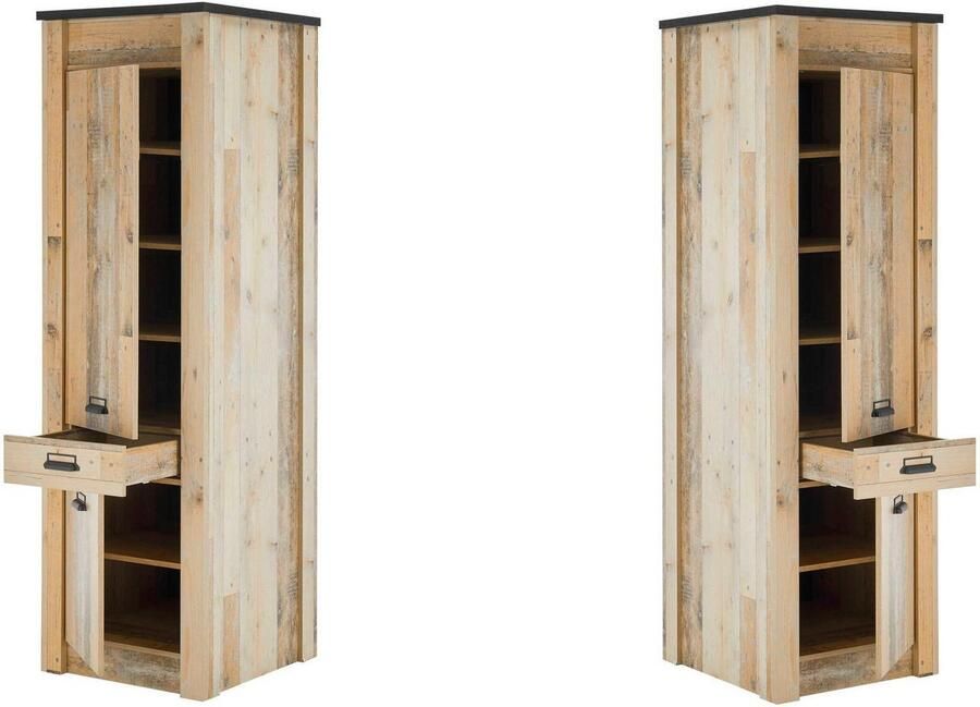 Home affaire Provisiekast Sherwood met apothekersgrepen van metaal diepte 64 cm