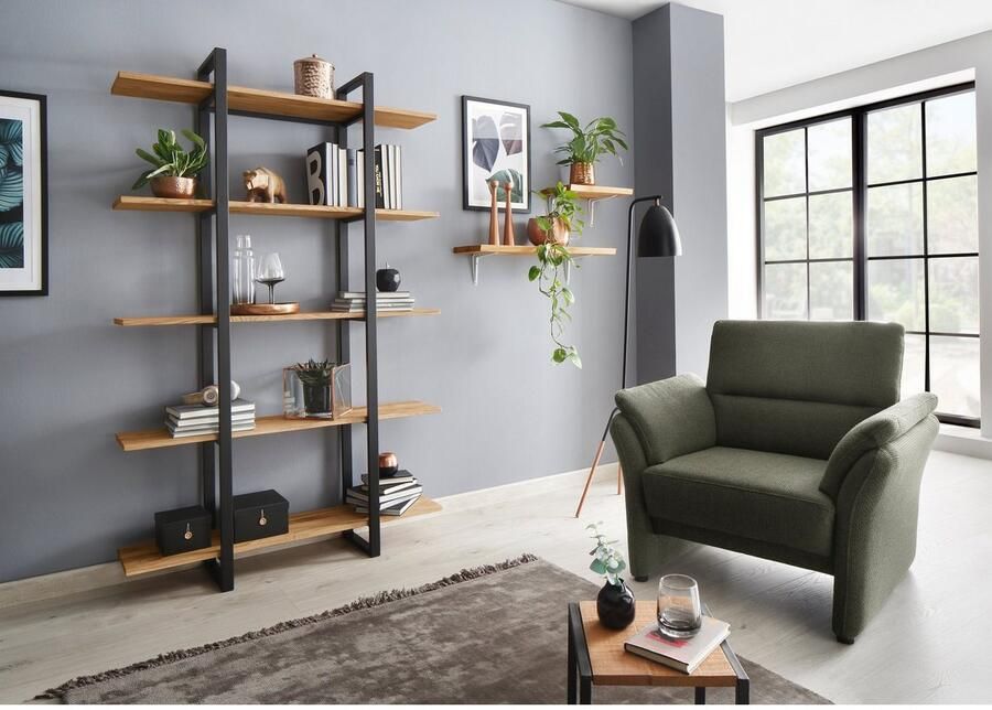 Home affaire Rek Krystian Ruimteverdeler legplanken van eikenhout frame van robuust metaal