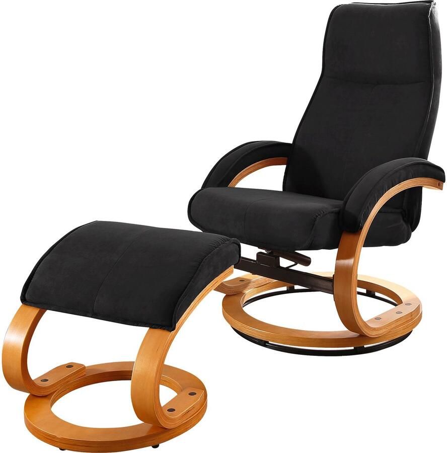 Home affaire Relaxfauteuil Paris tv-stoel met poef en handmatige ligfunctie (set 2 stuks)