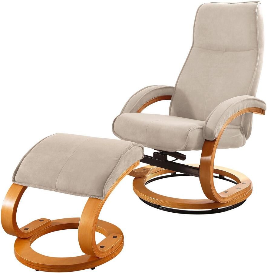 Home affaire Relaxfauteuil Paris tv-stoel met poef en handmatige ligfunctie (set 2 stuks)