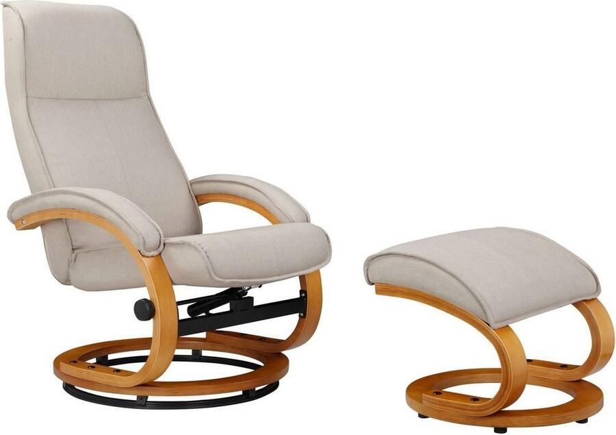 Home affaire Relaxfauteuil Paris tv-stoel met poef en handmatige ligfunctie (set 2 stuks)