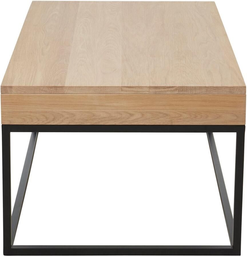 Home affaire Salontafel Rava van eikenhout fsc gecertificeerd met 2 laden metalen frame