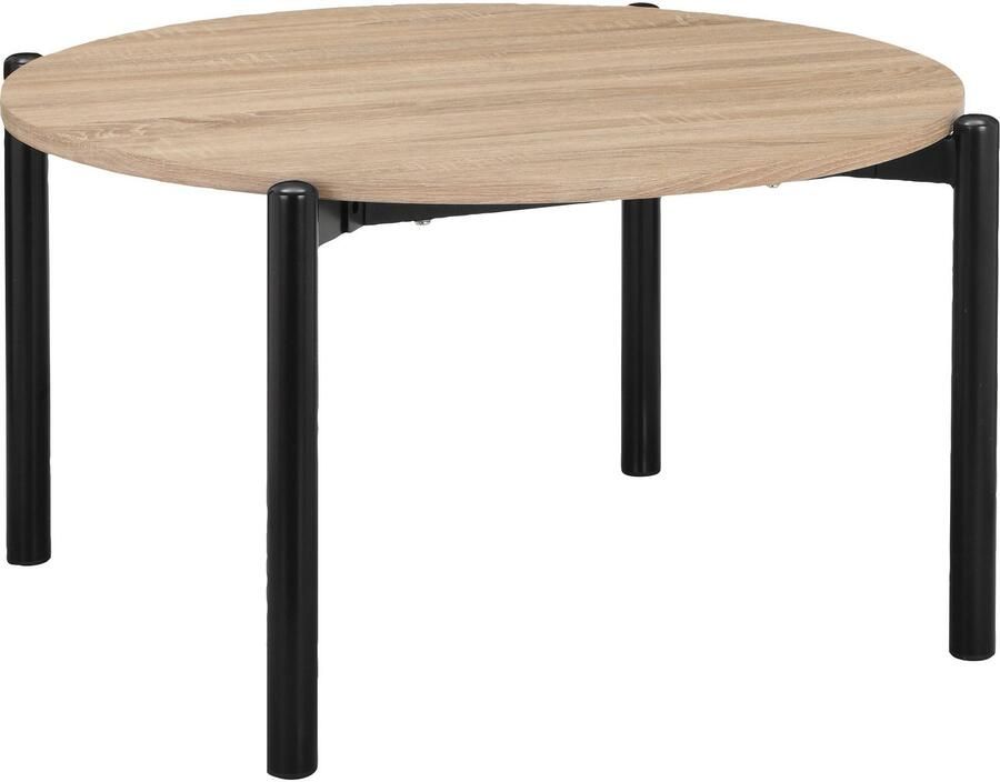 Home affaire Salontafel Retiers Onderstel van metaal zwart tafelblad in wildeiken look hoogte 76 cm (1 stuk)