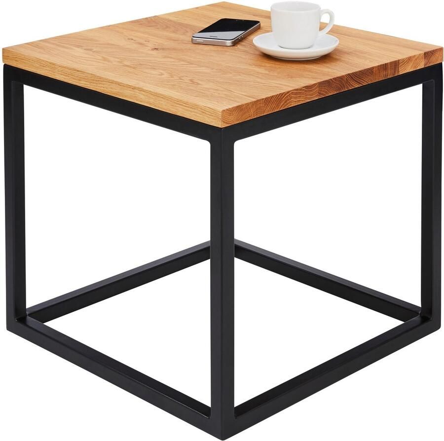 Home affaire Salontafel Voorst van massief eiken en metalen frame