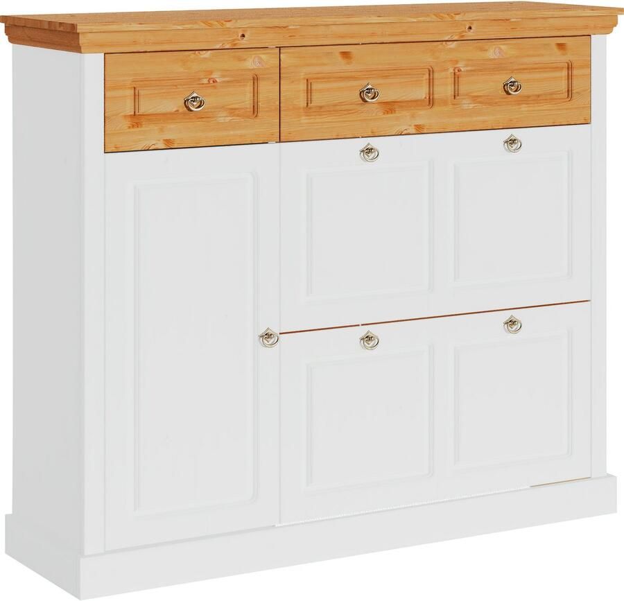 Home affaire Schoenenkast Basilico Schoenenkast breedte 130 cm cassette-look van massief hout FSC