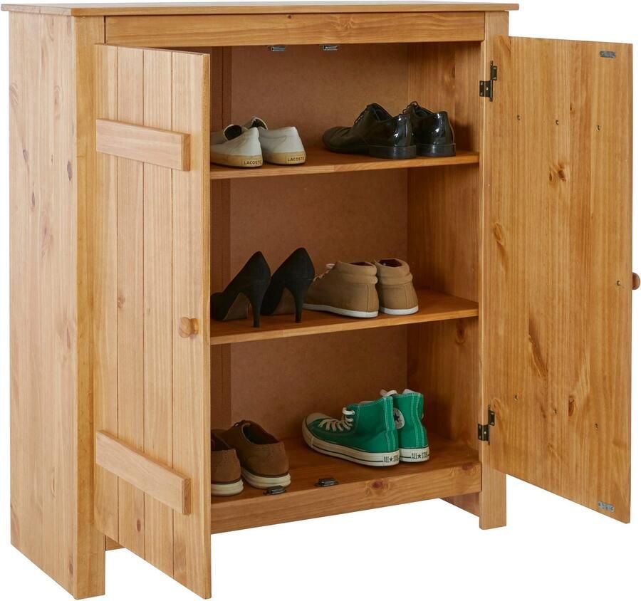 Home affaire Schoenenkast Bertram Massief hout 2 verstelbare planken magneetsluiting hoogte 110 cm