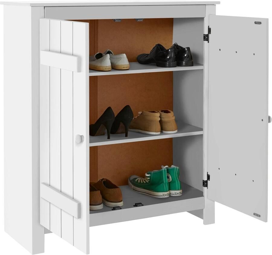 Home affaire Schoenenkast Bertram Massief hout 2 verstelbare planken magneetsluiting hoogte 110 cm