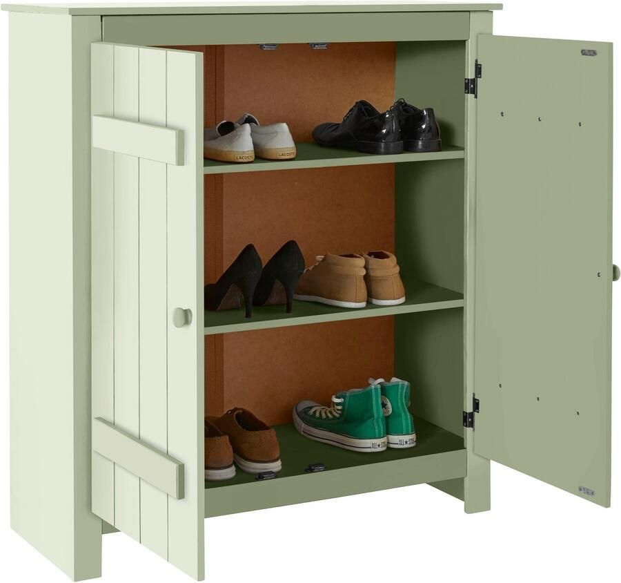 Home affaire Schoenenkast Bertram Massief hout 2 verstelbare planken magneetsluiting hoogte 110 cm