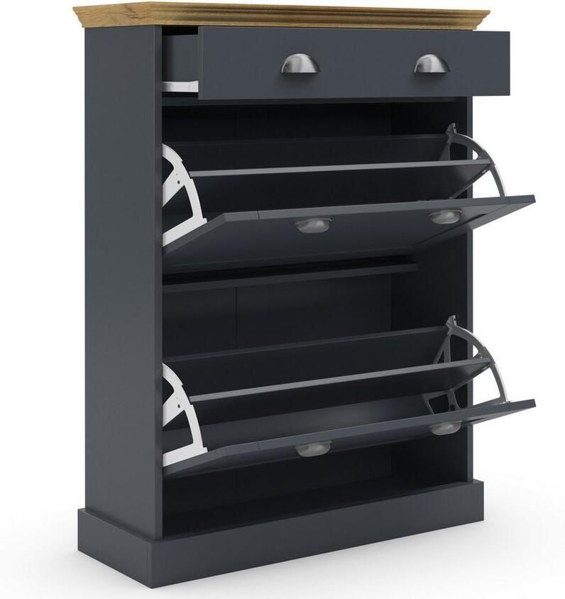 Home affaire Schoenenkast Motala met 2 kleppen en 1 lade plaats voor 12-14 paar schoenen hoogte 105 cm