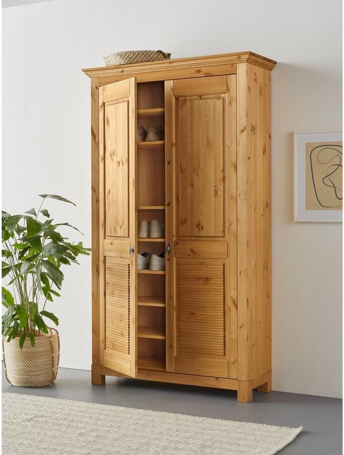 Home affaire Schoenenkast Rauna van massief grenen veel bergruimte