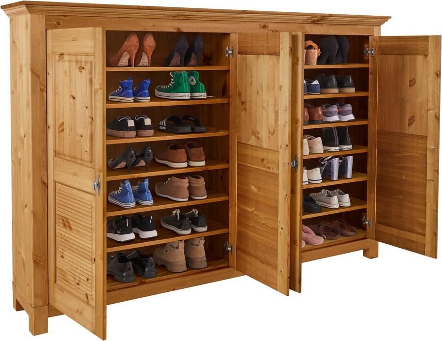 Home affaire Schoenenkast Rauna van massief grenen veel bergruimte